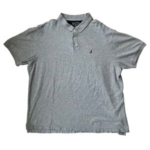 Nautica Mens Size XX-Large 1/4‎ Button Front Polo Shirt Gray Short Sleeve Logo